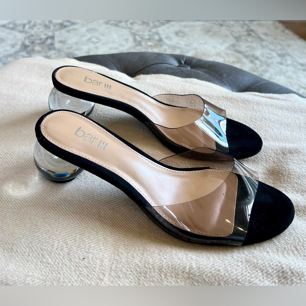 Bar III Women's Black and Clear Heels